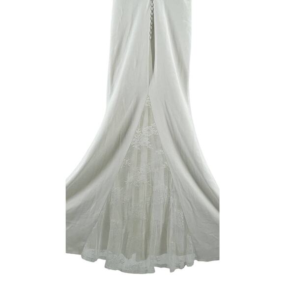 LULU'S Sz S Taliana White Lace Button Back Maxi Mermaid Wedding Dress NEW B169 - Picture 5 of 9